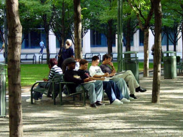 park bench people