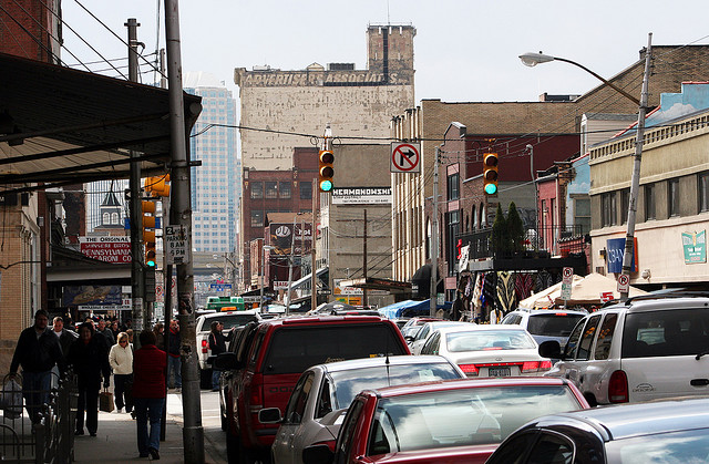 A wide variety of destinations, like the Strip District, one of the few remaining market districts in the US, are easy to reach on foot or bike from downtown / Photo: somenametoforget via Flickr